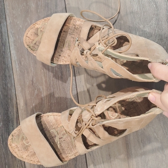 Sam Edelman Dean Suede back zip lace up sandals shoes flats sz 8 - Picture 12 of 14